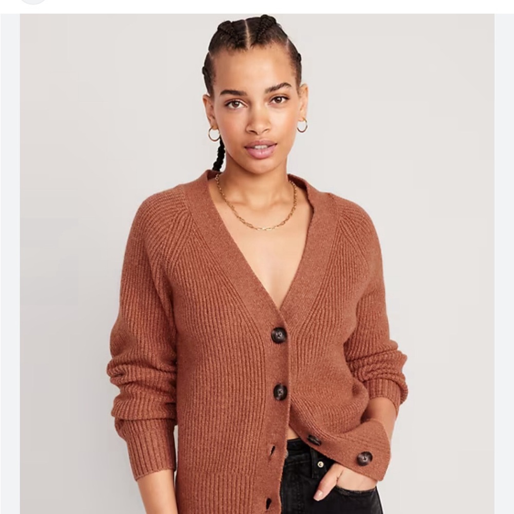 Old Navy Shaker Stitch Cardigan- size M, Tumeric Root Color